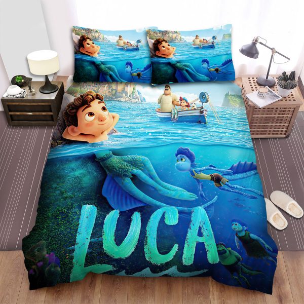 Luca (2021) Poster Movie Poster Ver 4 Duvet Cover Bedroom Sets Comfortable Bedding Sets
