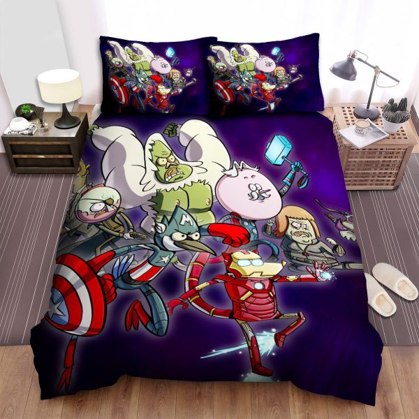 Regular Show Characters In Avengers Costume Duvet Cover Bedroom Sets Comfortable Bedding Sets