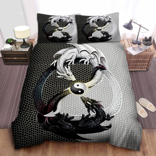 Dragon Yin And Yang 3d All Over Duvet Cover Bedroom Sets Comfortable Bedding Sets