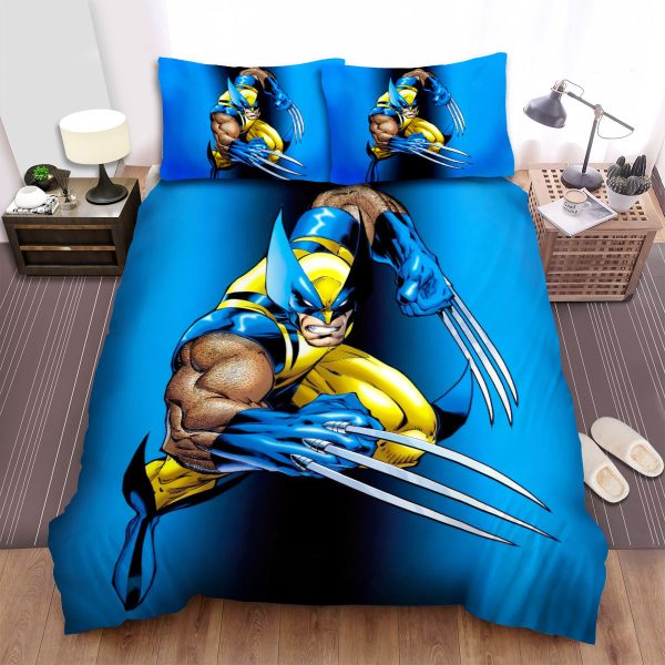 Wolverine Blue Background Duvet Cover Bedroom Sets Comfortable Bedding Sets