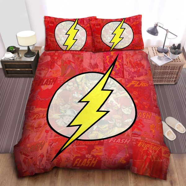 The Flash Logo On Comic Flash Characters Background Duvet Cover Bedroom Sets Comfortable Bedding Sets