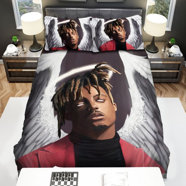 Juice Wrld With White Angel Wings Artwork Duvet Cover Bedroom Sets Comfortable Bedding Sets