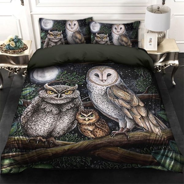 Owl Family At Night Perfect Gifts For Owl Lover Gifts For Birthday Christmas Thanksgiving Duvet Cover Bedroom Sets Comfortable Bedding Sets