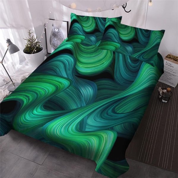 Green Turquoise Swirl Duvet Cover Bedroom Sets Comfortable Bedding Sets