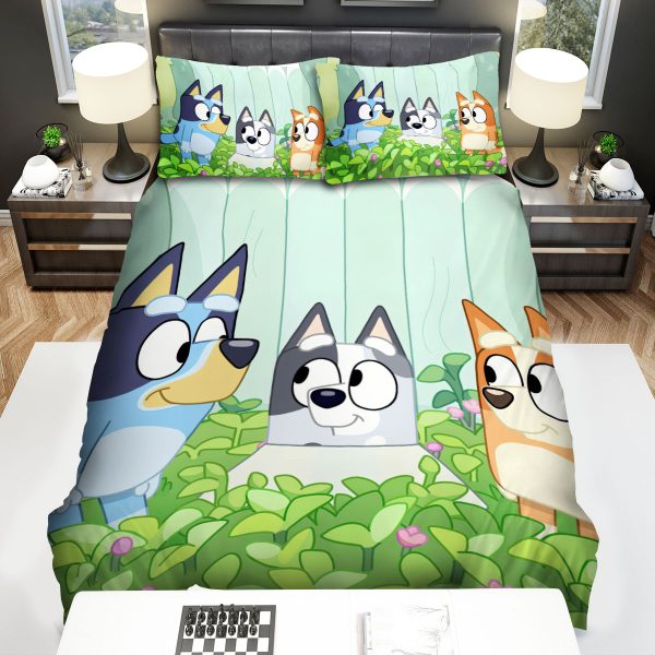 Bluey & Bingo With Charades In The Garden Duvet Cover Bedroom Sets Comfortable Bedding Sets