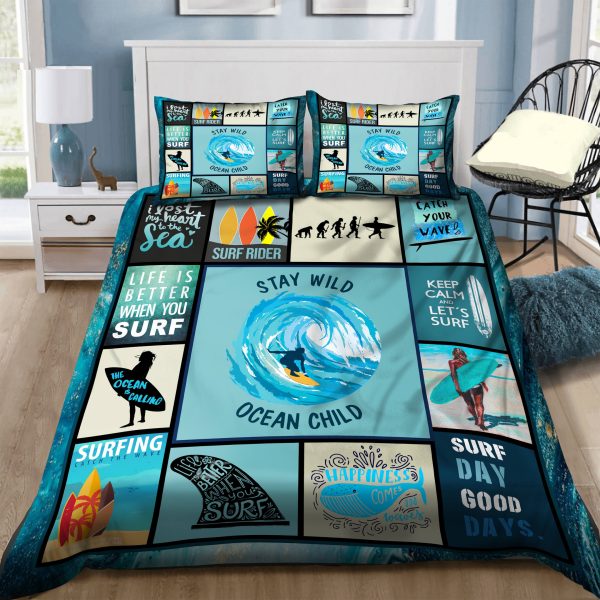 Surfing Stay Wild Ocean Child Duvet Cover Bedroom Sets Comfortable Bedding Sets