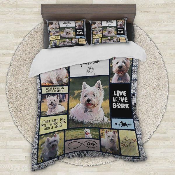 West Highland White Terrier Start Each Day With A Dog Kiss And A Smile Duvet Cover Bedroom Sets Comfortable Bedding Sets