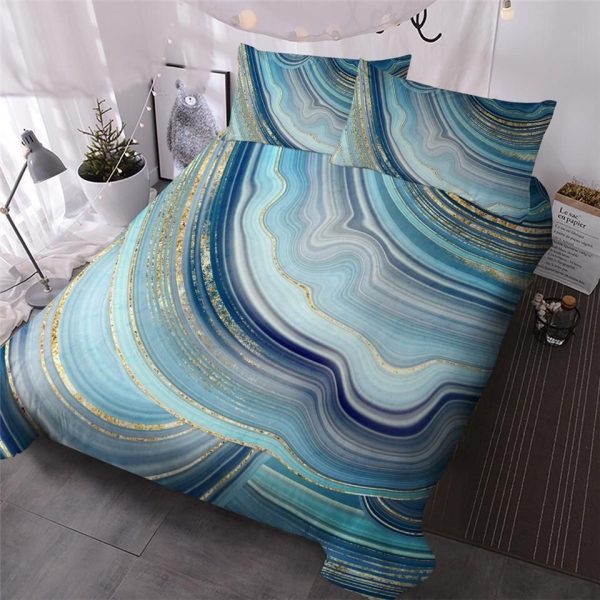Blues Gold Marble Duvet Cover Bedroom Sets Comfortable Bedding Sets