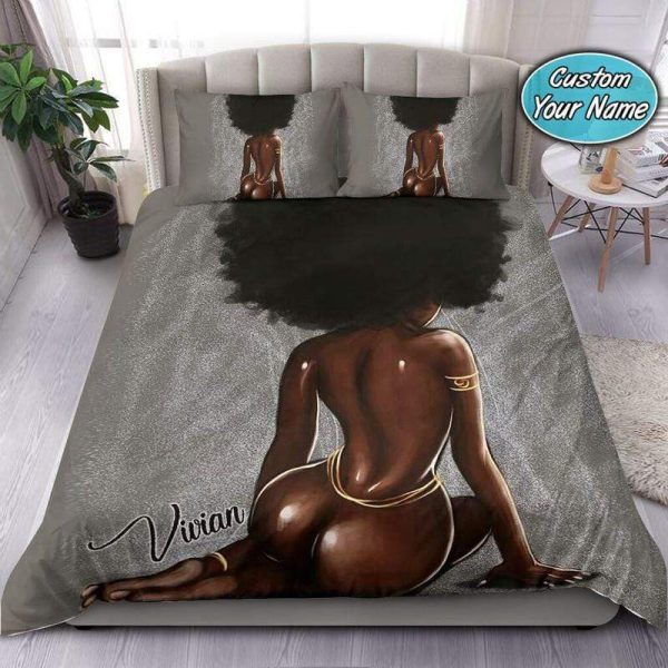 African Afro Black Sexy Girl Art Personalized Custom Name Duvet Cover Bedroom Sets Comfortable Bedding Sets