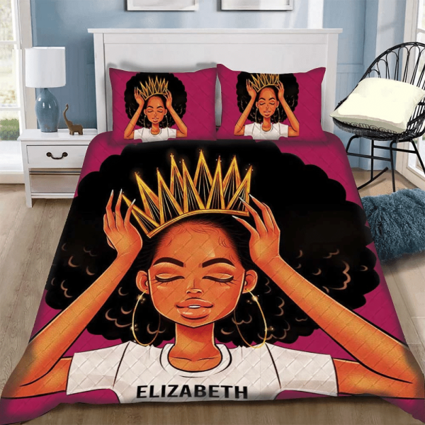African American Black Queen Girl Pesonalized Custom Duvet Cover Bedroom Sets Comfortable Bedding Sets