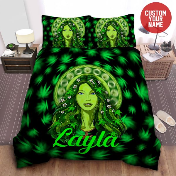 Weed Goddess Girl Custom Names Duvet Cover Bedroom Sets Comfortable Bedding Sets