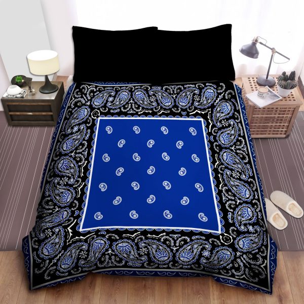Classic Black And Blue Bandana Duvet Cover Bedroom Sets Comfortable Bedding Sets