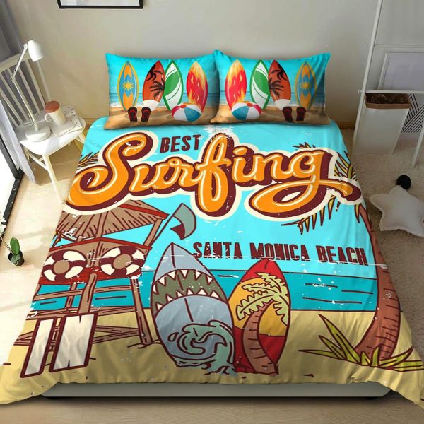 Best Surfing Santa Monica Beach Duvet Cover Bedroom Sets Comfortable Bedding Sets