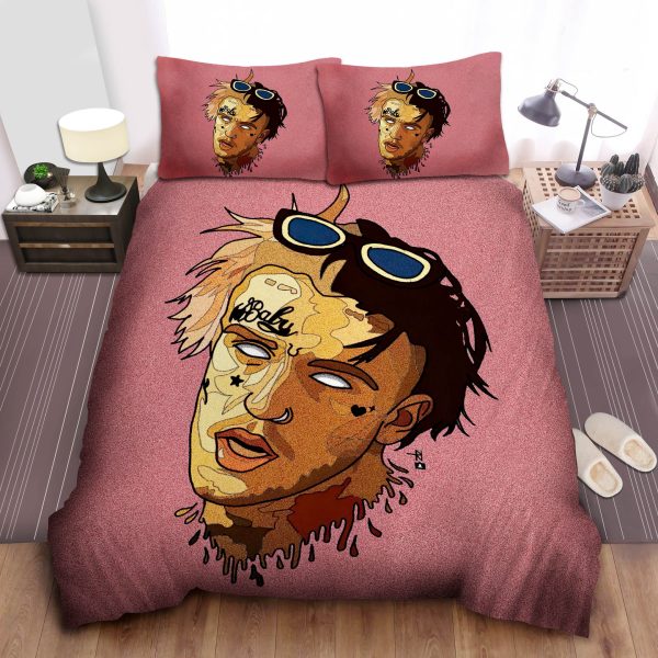 Lil Peep In Half Pink Half Black Hair Art Duvet Cover Bedroom Sets Comfortable Bedding Sets