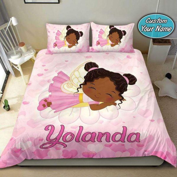 Black Girl Angel So Cute Custom Name Duvet Cover Bedroom Sets Comfortable Bedding Sets
