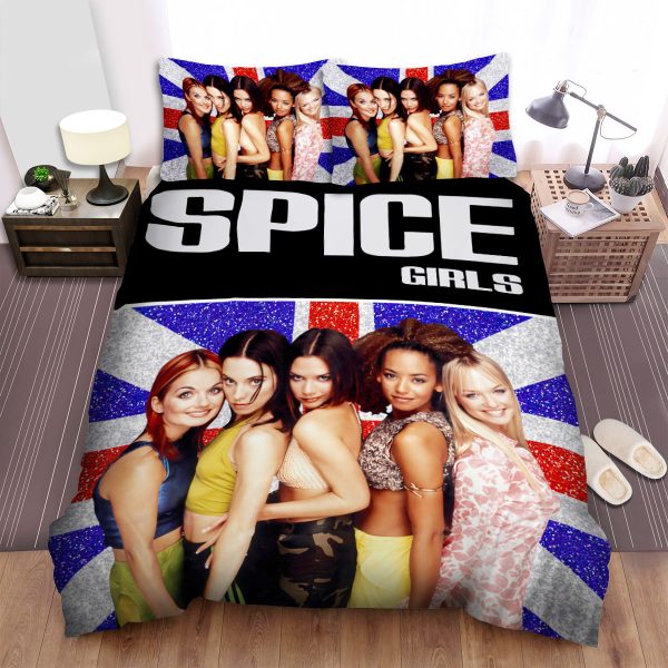 Spice Girls With Flag Background Duvet Cover Bedroom Sets Comfortable Bedding Sets