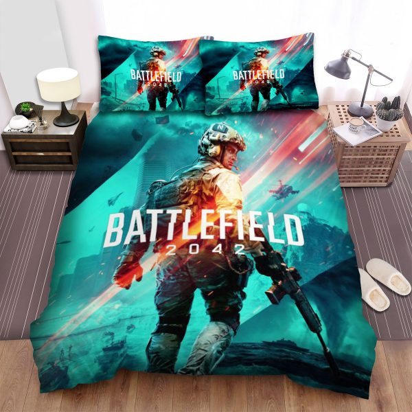 Battlefield 2042 Character With The Gun Duvet Cover Bedroom Sets Comfortable Bedding Sets
