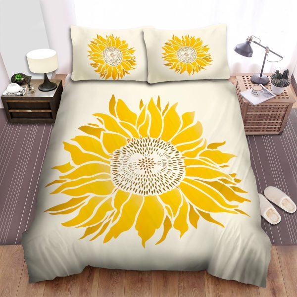 Sunflower Yellow Illustration Duvet Cover Bedroom Sets Comfortable Bedding Sets