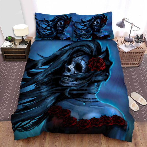 Halloween Rose Lady Skull Duvet Cover Bedroom Sets Comfortable Bedding Sets