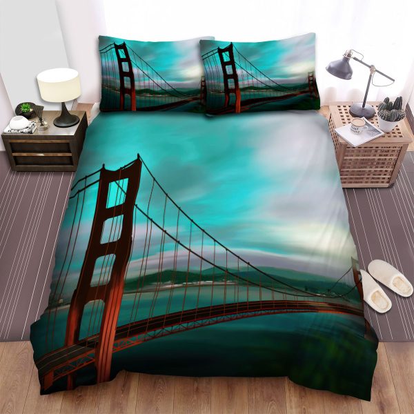 Golden Gate Bridge Art Landmark Duvet Cover Bedroom Sets Comfortable Bedding Sets