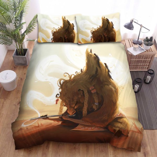 The Wild Animal - The Bison Blowing The Flute Duvet Cover Bedroom Sets Comfortable Bedding Sets