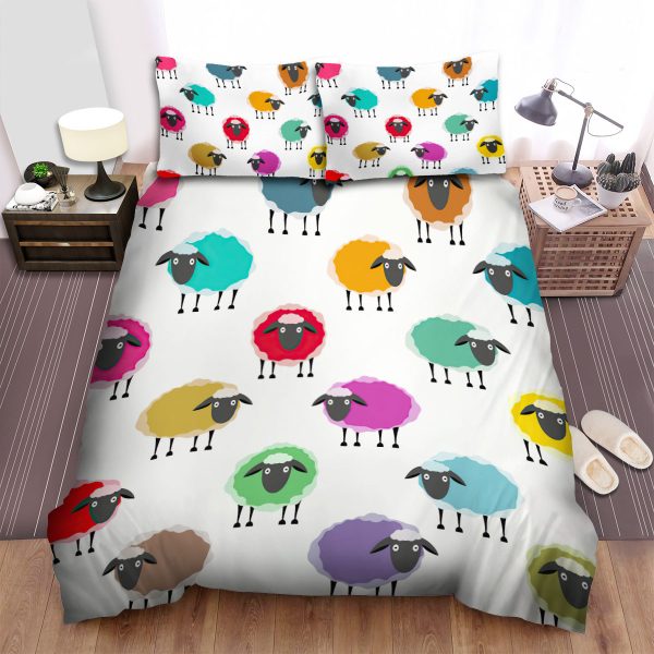 The Farm Animal - The Colorful Sheep Seamless Duvet Cover Bedroom Sets Comfortable Bedding Sets