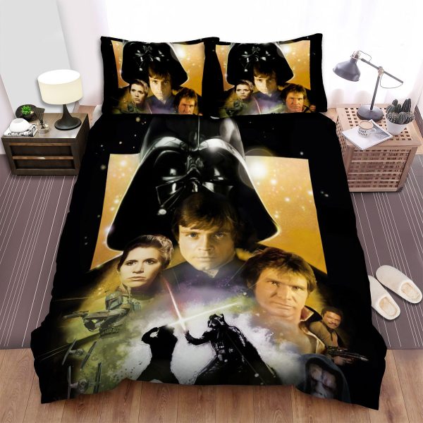 Star Wars: Episode Vi - Return Of The Jedi Three Main Actors With Fighting Of Sword Background Movie Poster Duvet Cover Bedroom Sets Comfortable Bedding Sets