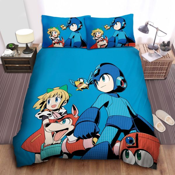 Mega Man And Roll Digital Illustration Duvet Cover Bedroom Sets Comfortable Bedding Sets