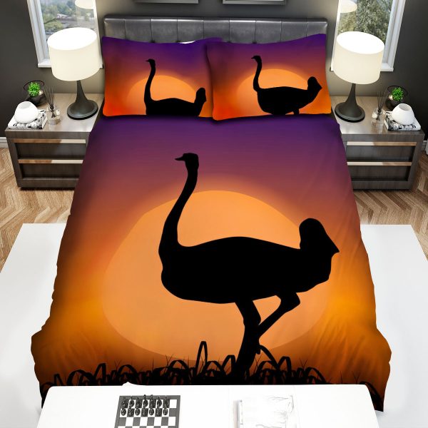 The Wild Animal - The Ostrich Silhouette Art Duvet Cover Bedroom Sets Comfortable Bedding Sets