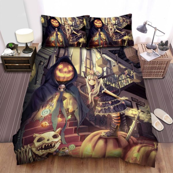 Little Demon Girl In Halloween Night Duvet Cover Bedroom Sets Comfortable Bedding Sets