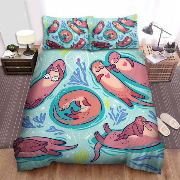 The Wildlife - The Otter Herd In The River Duvet Cover Bedroom Sets Comfortable Bedding Sets
