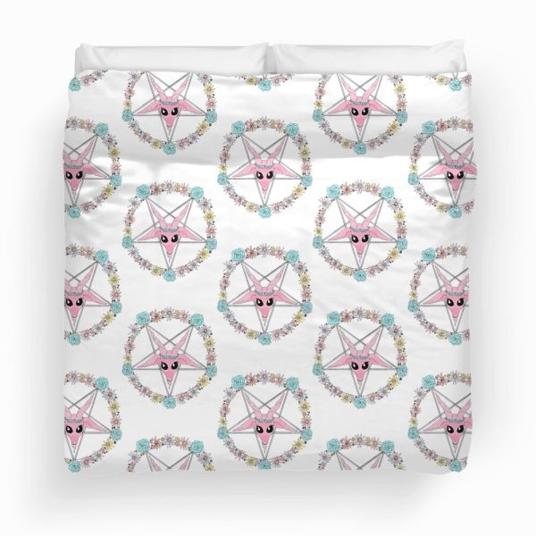Flowery Baphomet Duvet Cover Bedroom Sets Comfortable Bedding Sets