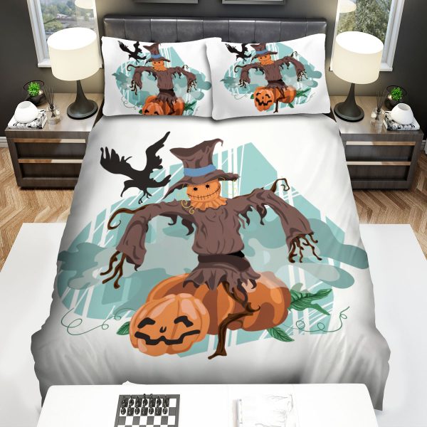Halloween Jack-O-Lantern With Scarecrow Illustration Duvet Cover Bedroom Sets Comfortable Bedding Sets