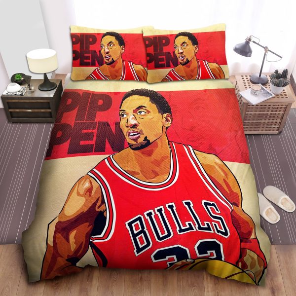 Nba Legend Scottie Pippen Digital Portrait Duvet Cover Bedroom Sets Comfortable Bedding Sets