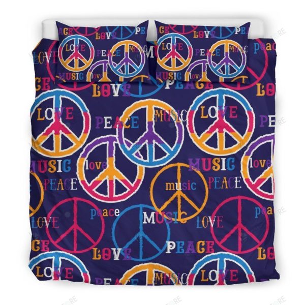 Hippie Music Van Peace Sign Duvet Cover Bedroom Sets Comfortable Bedding Sets
