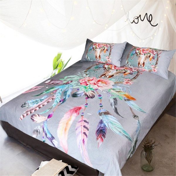 Bull Skull Dreamcatcher Duvet Cover Bedroom Sets Comfortable Bedding Sets