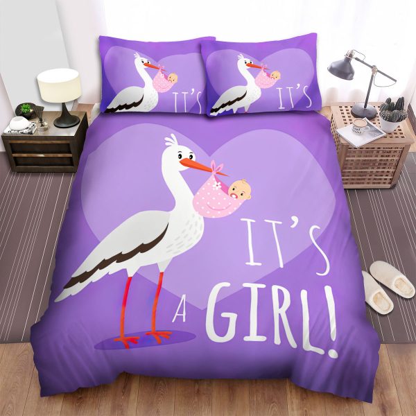 It's A Girl Said By Stork Bed Duvet Cover Bedroom Sets Comfortable Bedding Sets
