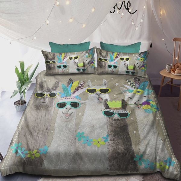 Cool Llamas And Flower Duvet Cover Bedroom Sets Comfortable Bedding Sets