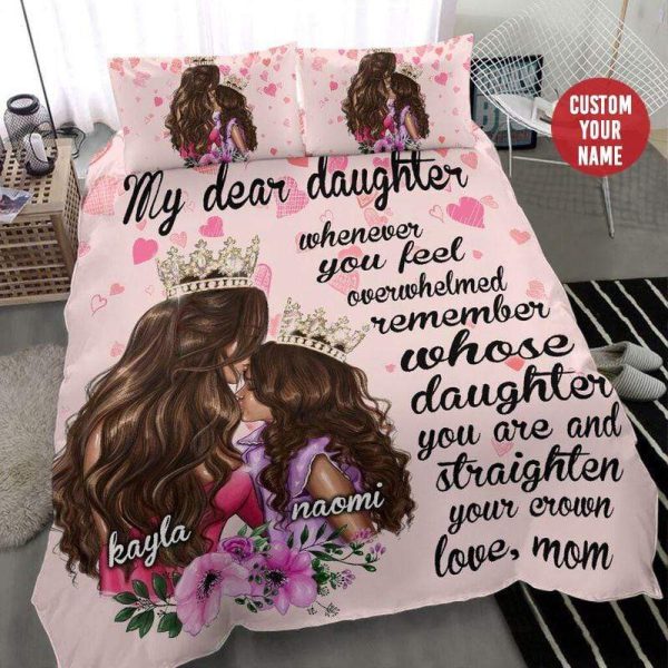 Black Queen Mom & Daughter Personalized Custom Name Duvet Cover Bedroom Sets Comfortable Bedding Sets