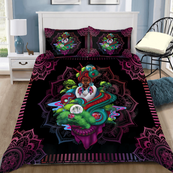 African Girl Mandala Pattern Deluxe Duvet Cover Bedroom Sets Comfortable Bedding Sets