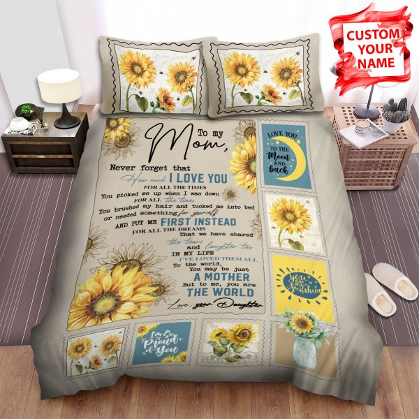 Personalized To My Mom Letter Sunflower Moon Duvet Cover Bedroom Sets Comfortable Bedding Sets