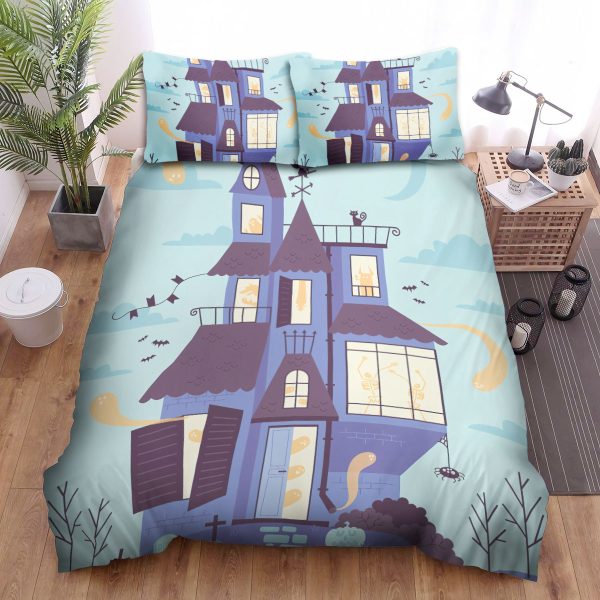 Welcome To The Haunted House Illustration Duvet Cover Bedroom Sets Comfortable Bedding Sets