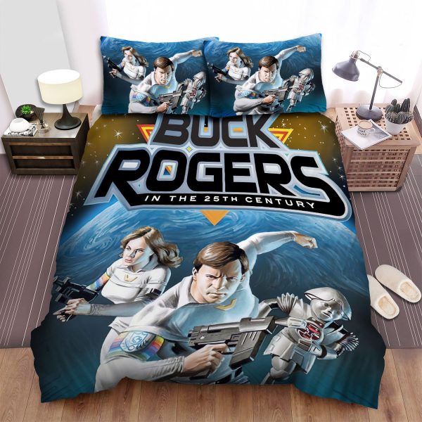 Buck Rogers In The 25th Century Three Main Actors And Scene In The Movie Poster Duvet Cover Bedroom Sets Comfortable Bedding Sets
