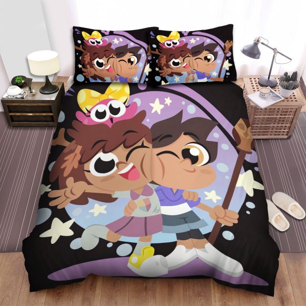 Amphibia Anne And Marcy Cute Chibi Artwork Duvet Cover Bedroom Sets Comfortable Bedding Sets