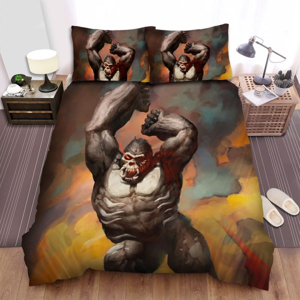 Bigfoot With Skull Face Raging Artwork Duvet Cover Bedroom Sets Comfortable Bedding Sets