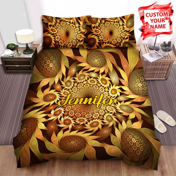 Personalized Sunflower Spiral Visual Art Duvet Cover Bedroom Sets Comfortable Bedding Sets