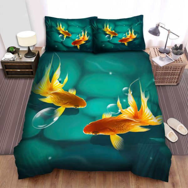 The Favorite Fish - The Goldfish And His Partner Duvet Cover Bedroom Sets Comfortable Bedding Sets