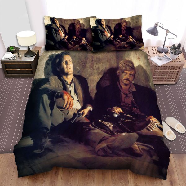 Butch Cassidy And The Sundance Kid (1969) Movie Scene With Two Men Duvet Cover Bedroom Sets Comfortable Bedding Sets