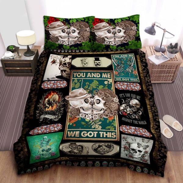 You And Me We Got This Sugar Skull Wedding Couple Duvet Cover Bedroom Sets Comfortable Bedding Sets
