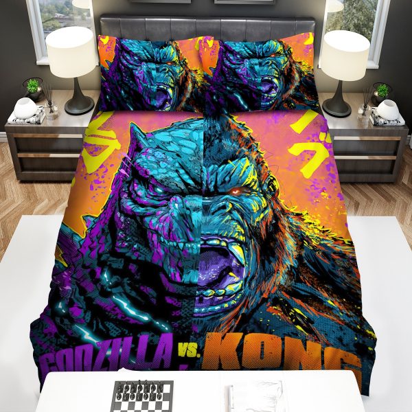 Godzilla Vs. Kong Face Split Art Duvet Cover Bedroom Sets Comfortable Bedding Sets